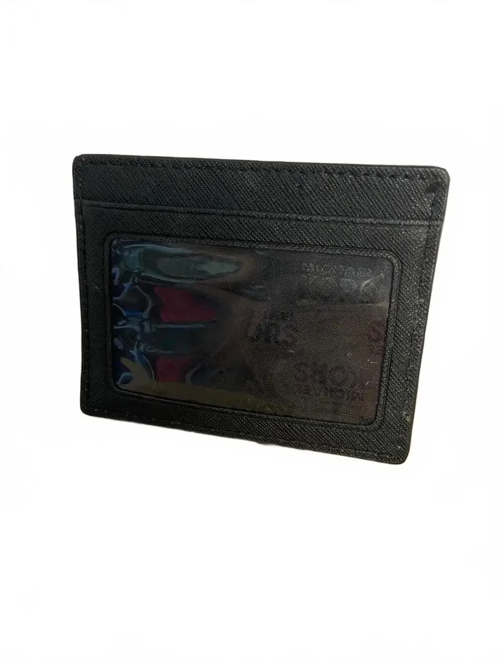 Michael Kors Black Leather Card Holder with Gold Tone Plaque